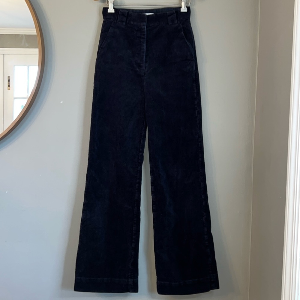 & Other Stories Navy Blue Corduroy Straight Leg Flare Size 2